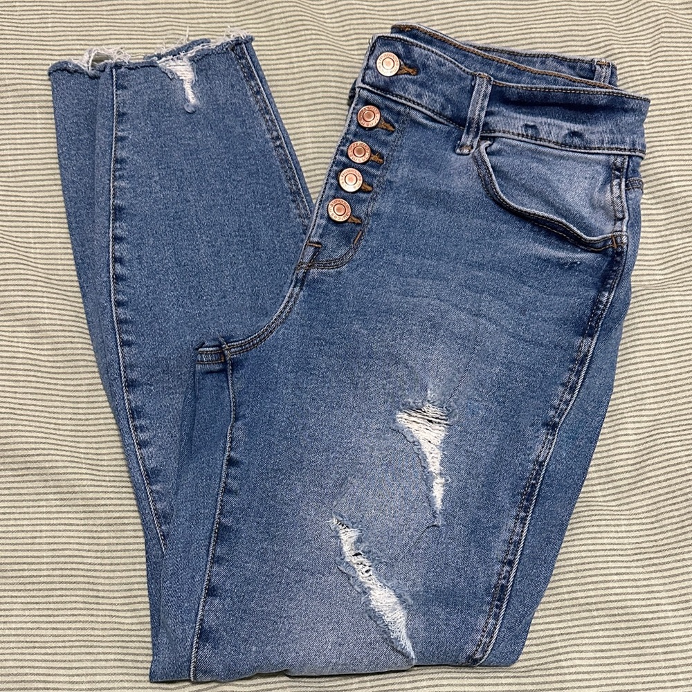 Maurices High Rise Distressed Blue Jeans